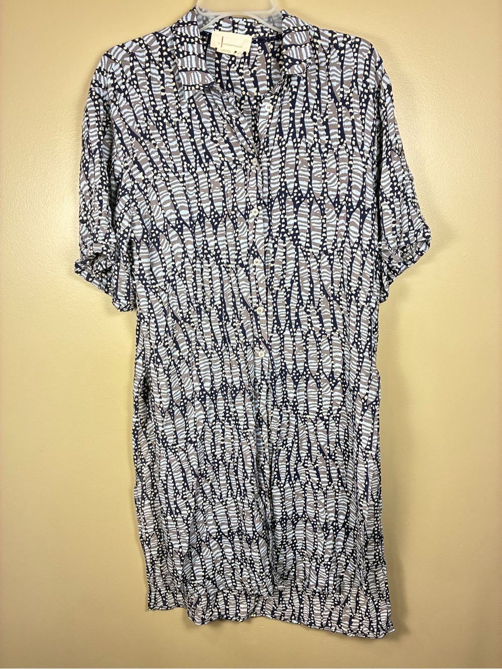 By Anthropologie Button Front Printed Tunic Dress Cover Up